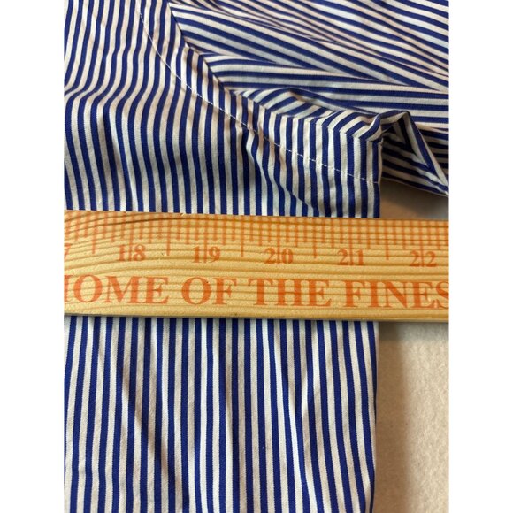 Ralph Lauren Mens Blue & White Striped Cotton Button-Down Shirt Size 15.5 - Picture 6 of 12